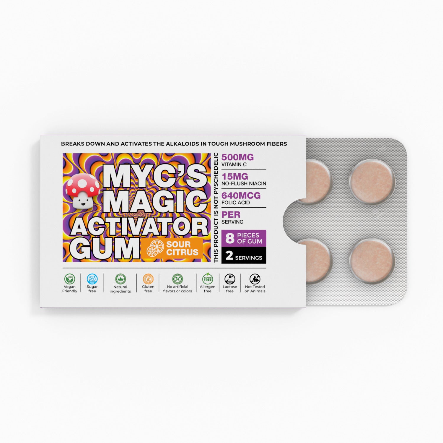 Myc’s Sour Activator Gum. Needed to complete the “Nootropic Stack.” Extends effects & lowers GI issues.