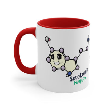 Sensational Molecules Series: Happy Serotonin! 11oz Accent Coffee Mug.