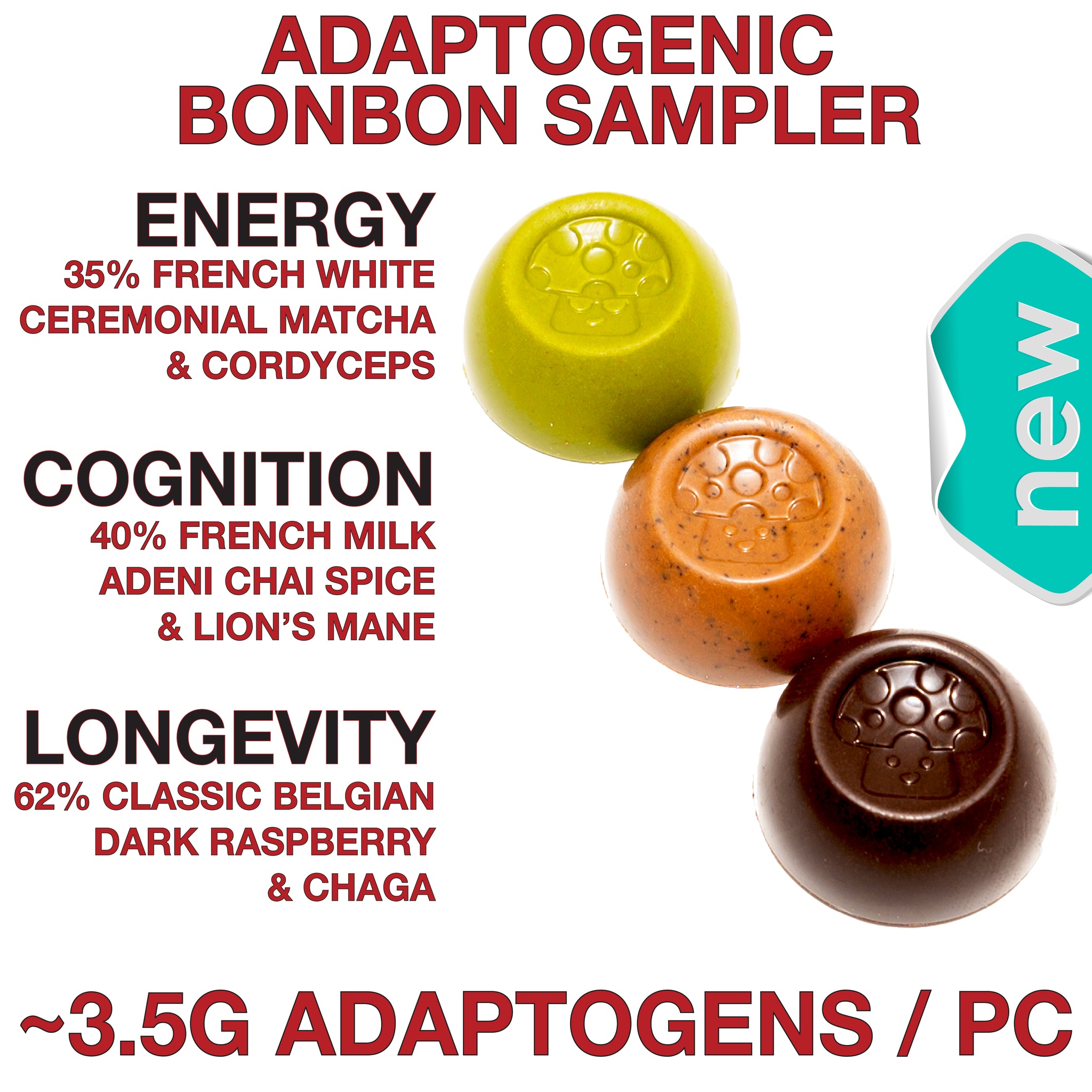 Adaptogenic BonBon Sampler - Energy, Congnition & Longevity.