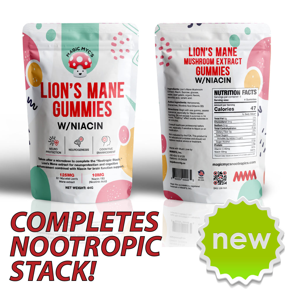 Myc's Nootropic Lion's Mane & Niacin Gummies - Needed to complete the "Nootropic Stack." Great for brain health.